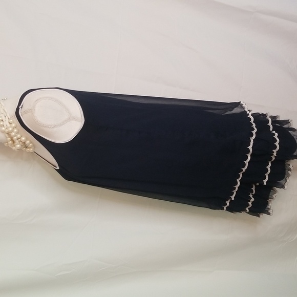 Doe & Rae Ruffle Layer Contrast Edging Tunic Dress. Sleeveless Shear Navy NWOT - Picture 7 of 16